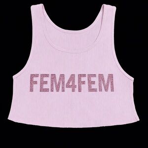 FEM4FEM Pink Crop Top with Glitter